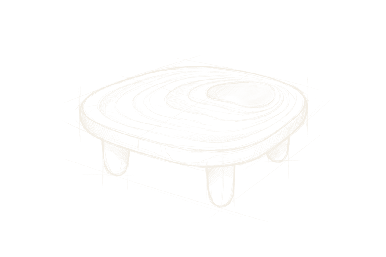 Esquisse d'une table de salon au plateau sculpté